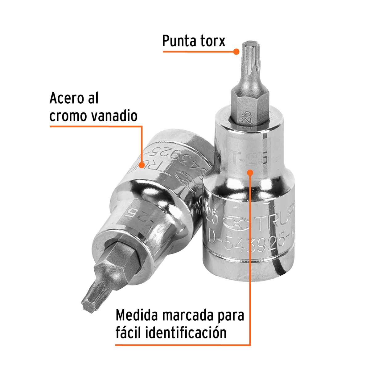 Dado punta torx t-25 encastre 1/2'' Truper2