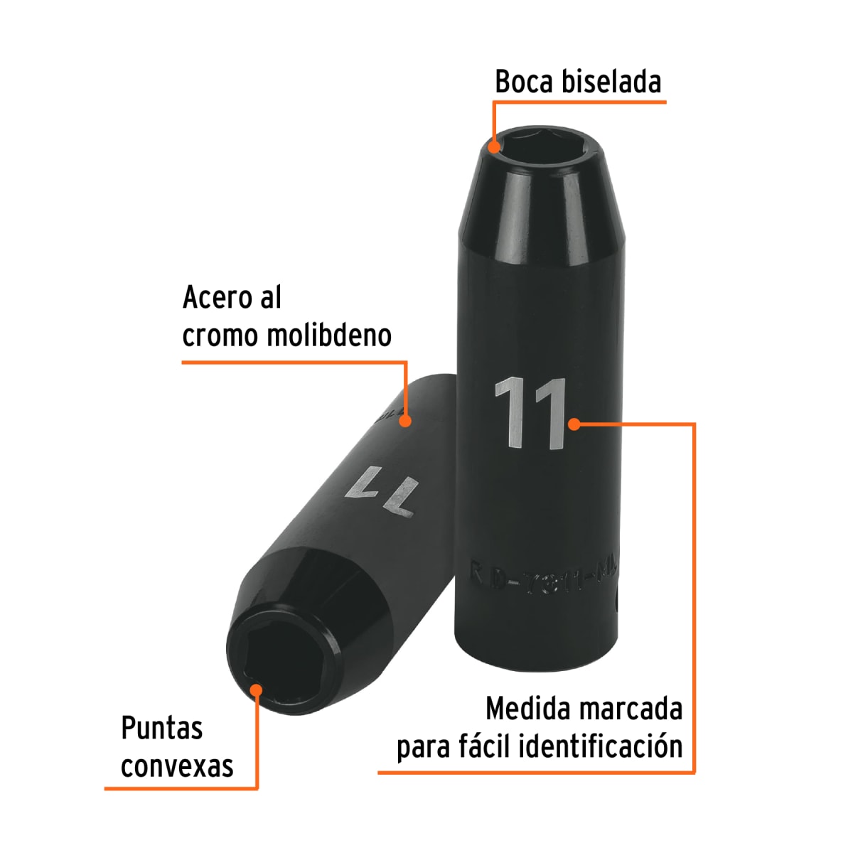 Dado tubular hexagonal encastre 1/2'' de impacto de 11 mm Truper2