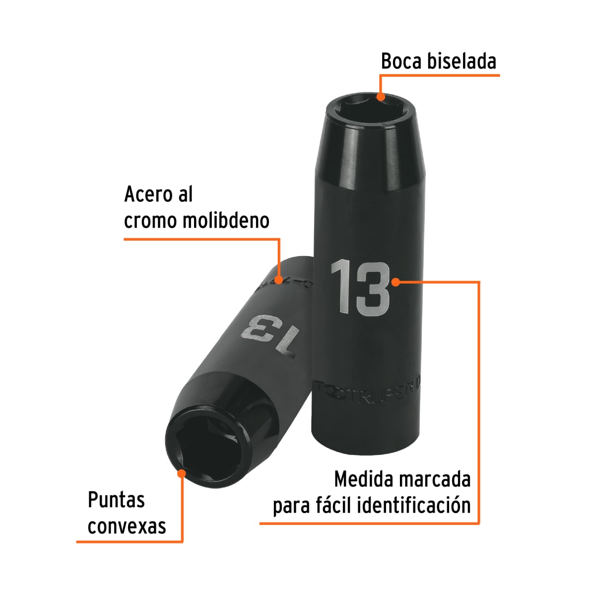 Dado tubular hexagonal encastre 1/2'' de impacto de 13 mm Truper2