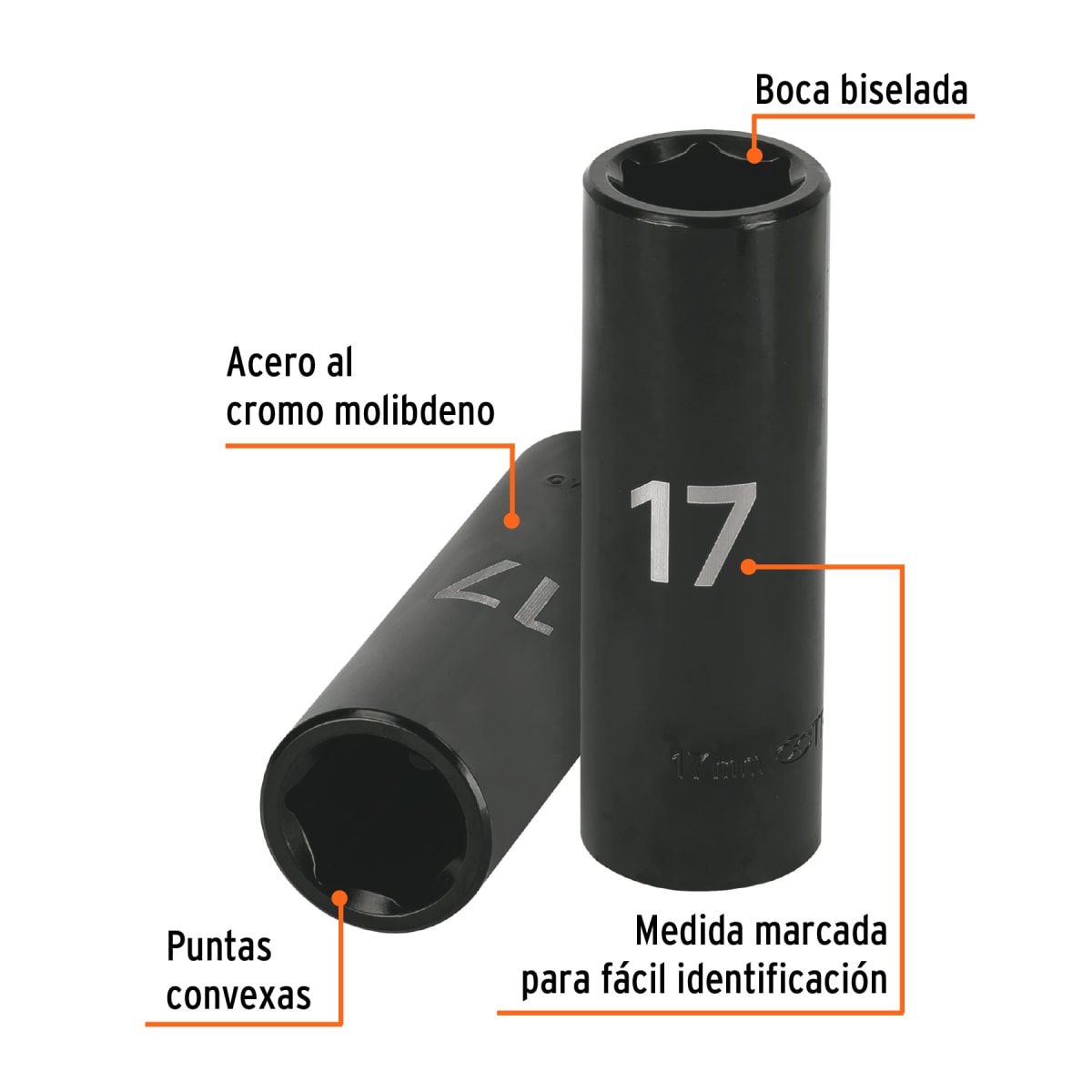 Dado tubular hexagonal encastre 1/2'' de impacto de 17 mm Truper2