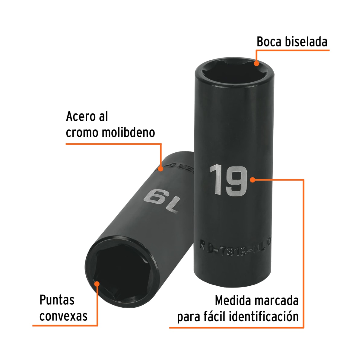 Dado tubular hexagonal encastre 1/2'' de impacto de 19 mm Truper2