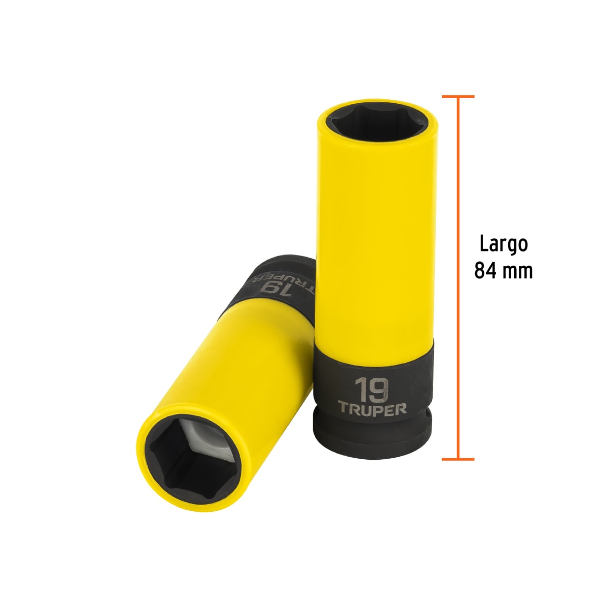 Dado largo impacto, 19mm, 6 p, protec plástica, cuadro 1/2´´ Truper3