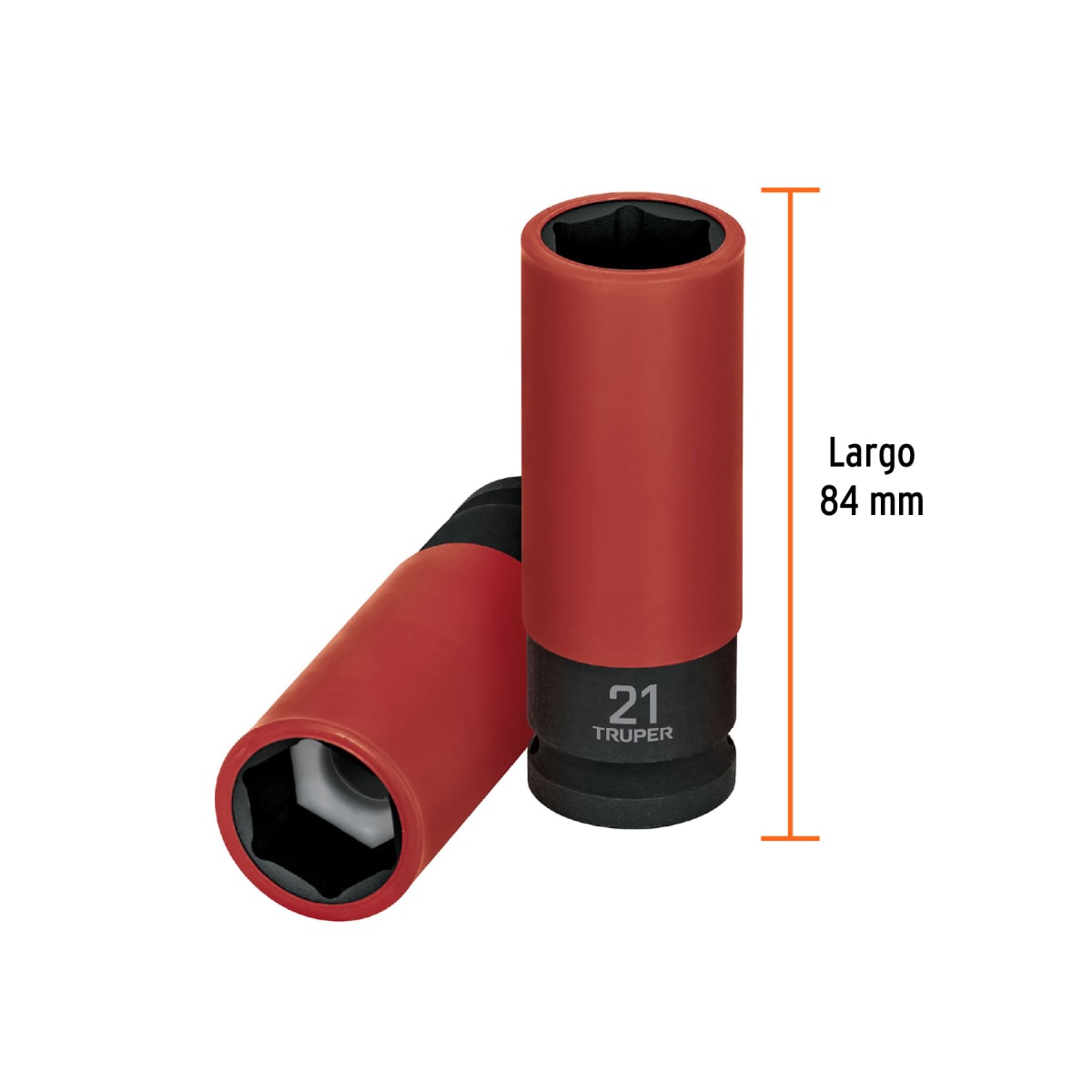 Dado largo impacto, 21mm, 6 p, protec plástica, cuadro 1/2´´ Truper3