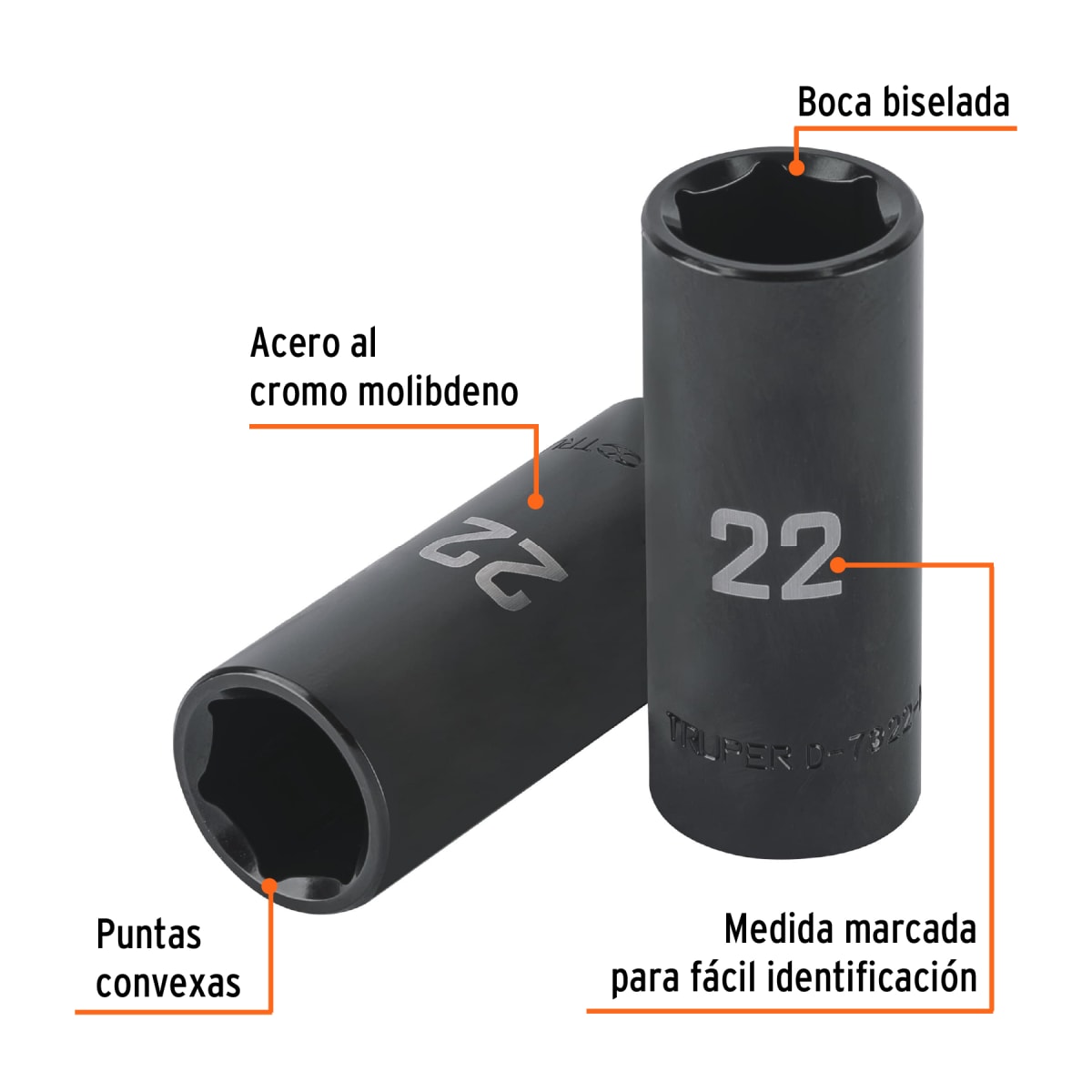 Dado tubular hexagonal encastre 1/2'' de impacto de 22 mm Truper2