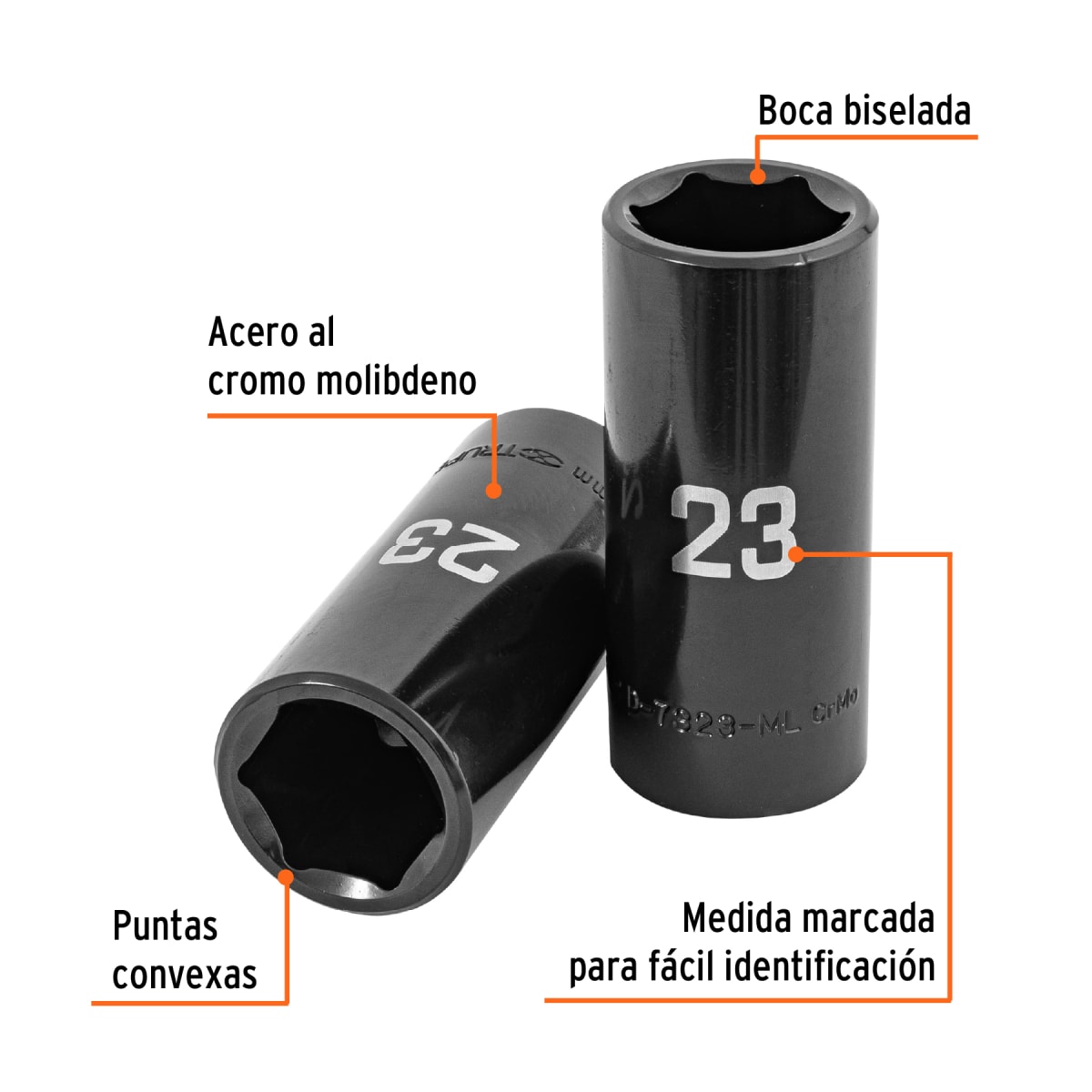 Dado tubular hexagonal encastre 1/2´´ de impacto de 23 mm, Truper2