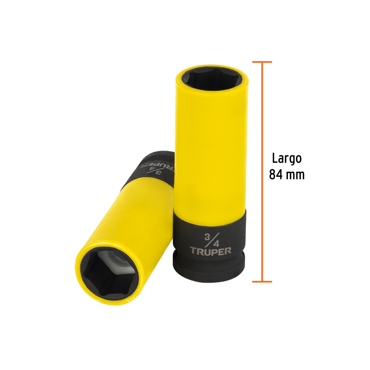 Dado largo impacto, 3/4´´, 6 p, protec plástica, cuadro 1/2´´ Truper3