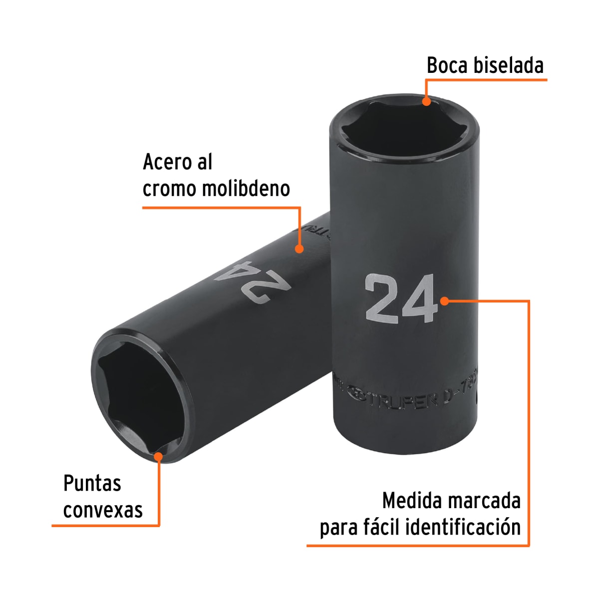 Dado tubular hexagonal encastre 1/2'' de impacto de 24 mm Truper2