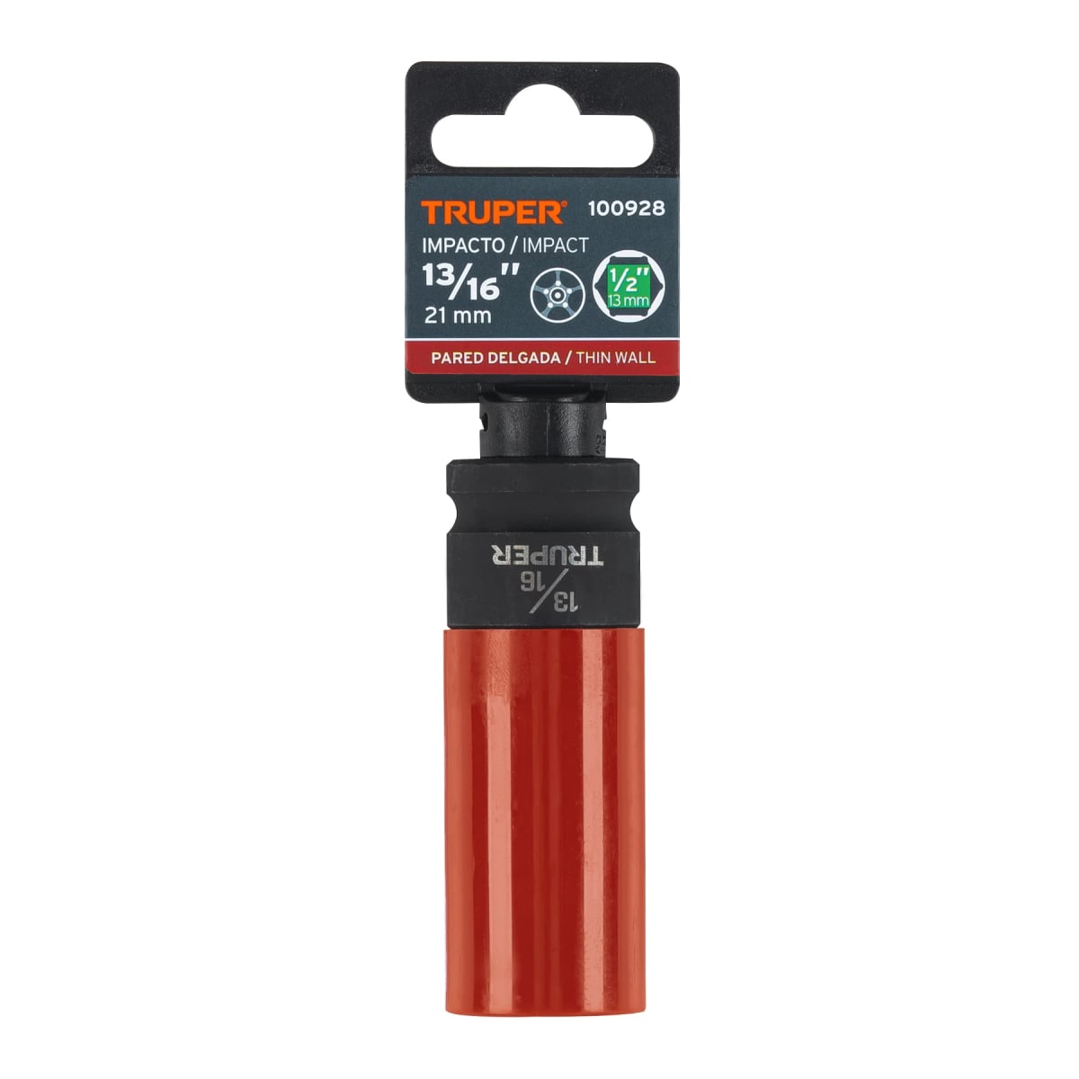 Dado largo impacto, 13/16´´, 6 p, protec plástica,cuadro 1/2´´ Truper4