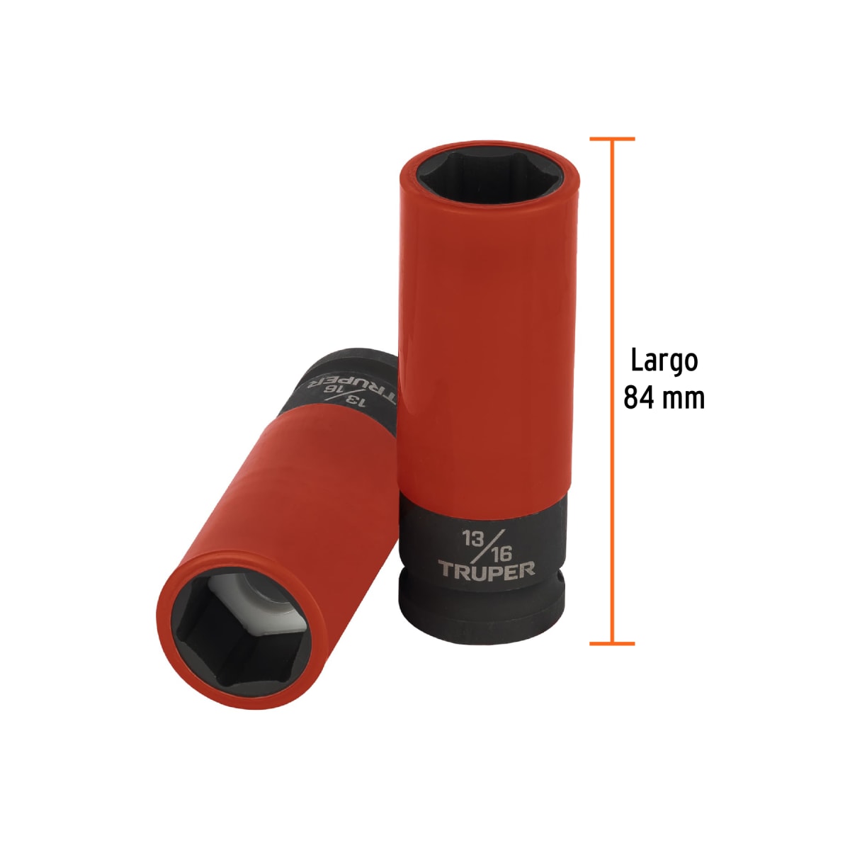 Dado largo impacto, 13/16´´, 6 p, protec plástica,cuadro 1/2´´ Truper3