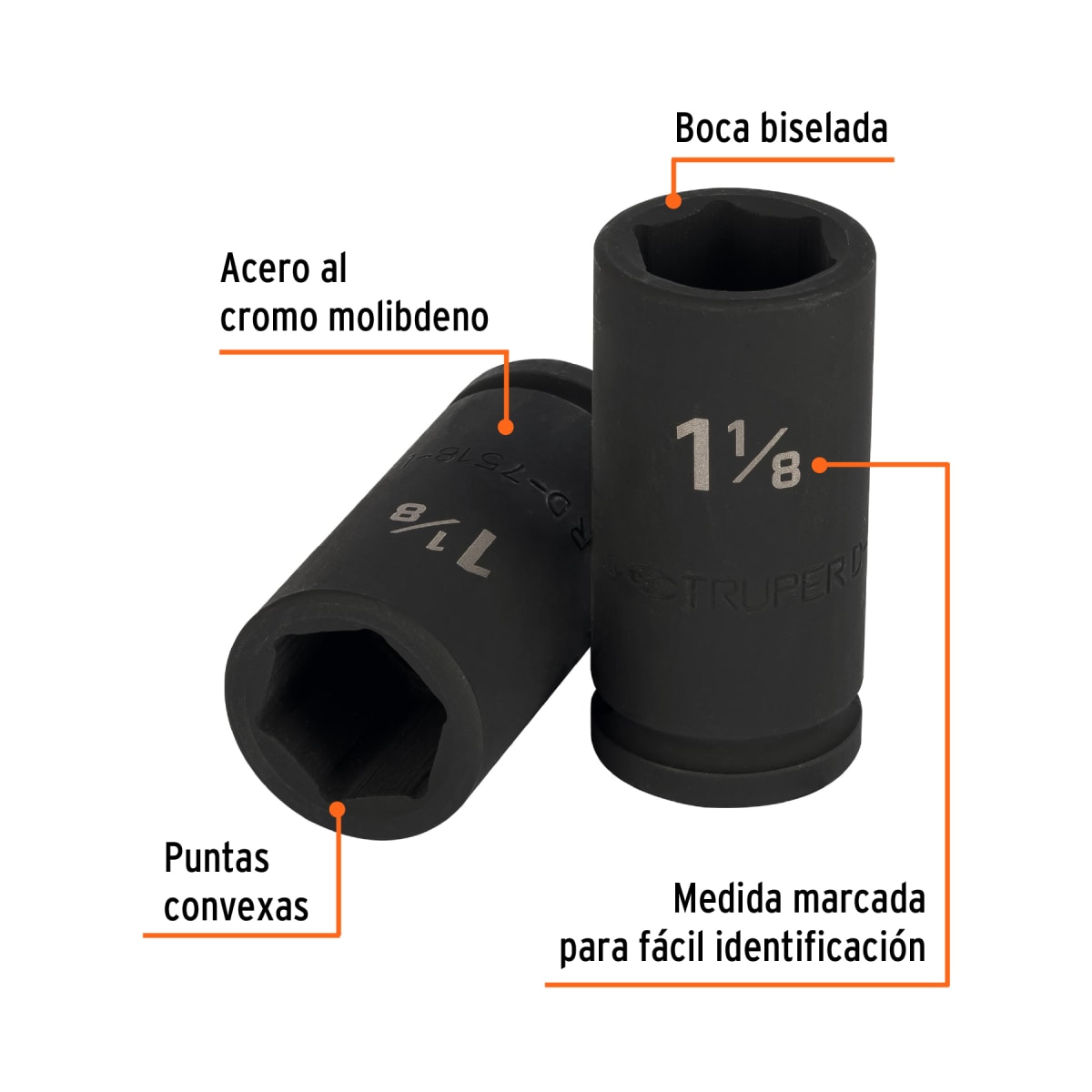 Dado tubular hexagonal encastre 3/4'' de impacto de 1-1/8''2