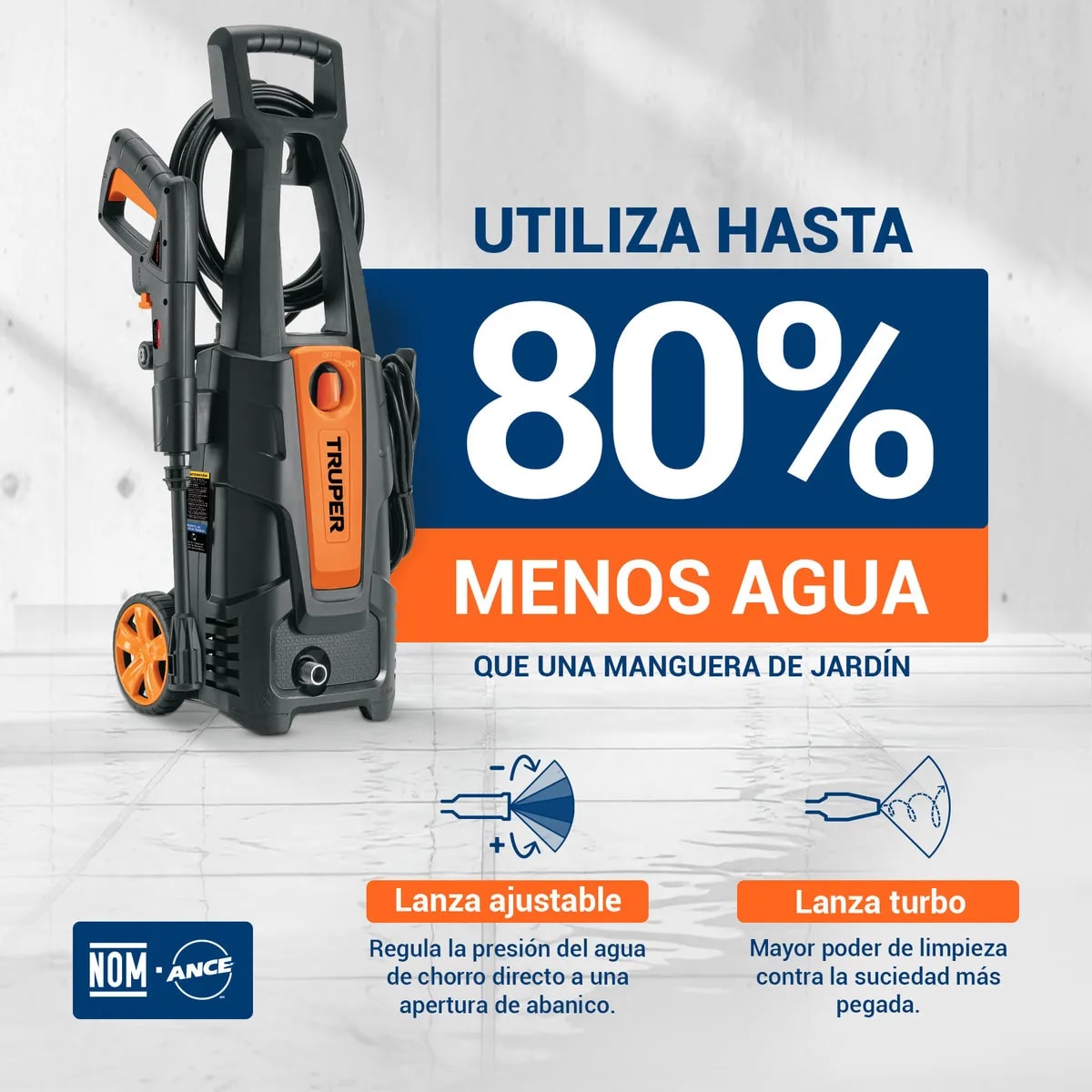 Hidrolavadora Electrica Alta Presion 1800PSI 1500W + Manguera 10 m Truper4