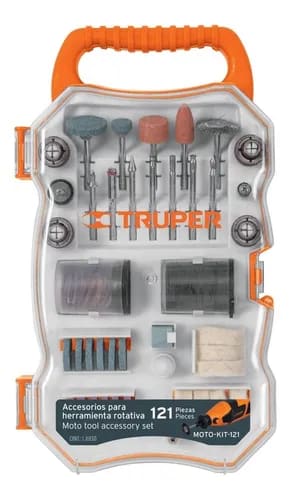 Kit con 121 accesorios para mini rectificadora Truper1