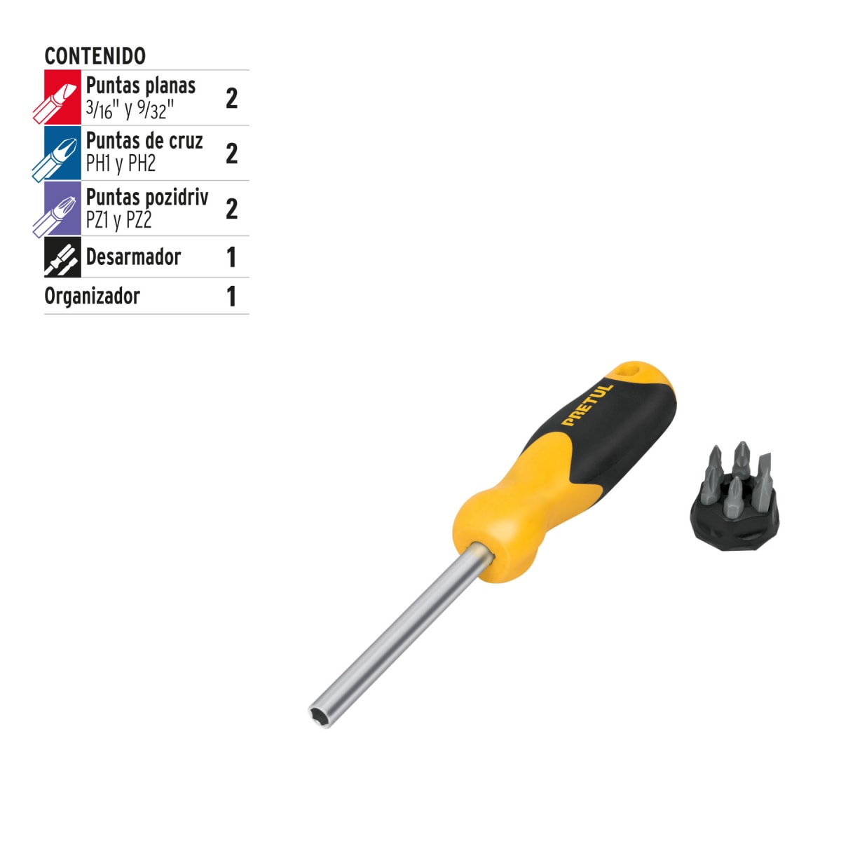 Desarmador con 6 puntas Pretul2