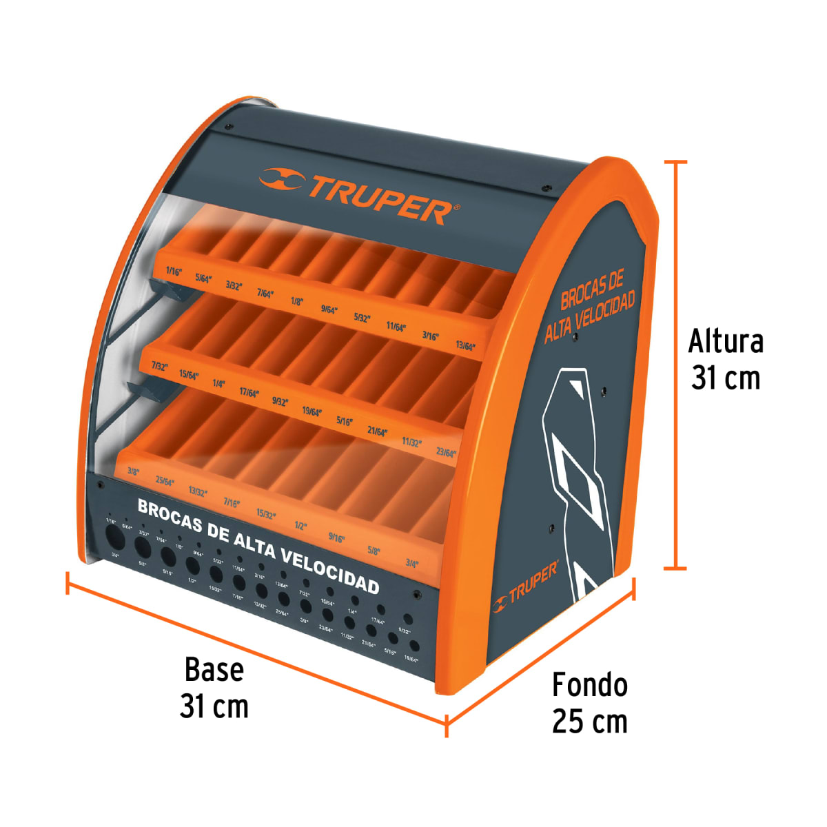 Despachador grande de brocas HSS para metal, Truper3