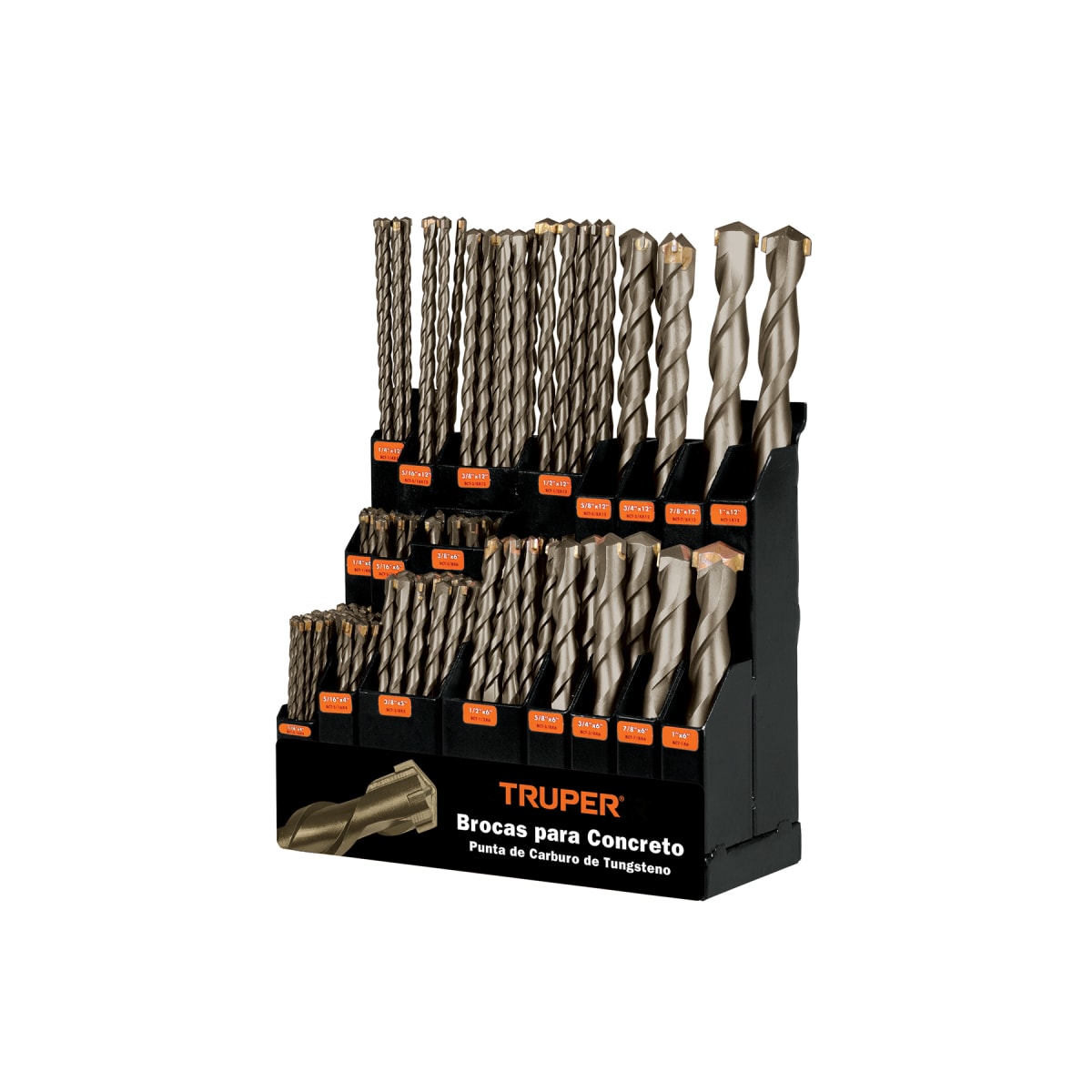 Exhibidor despachador con brocas para concreto, truper1