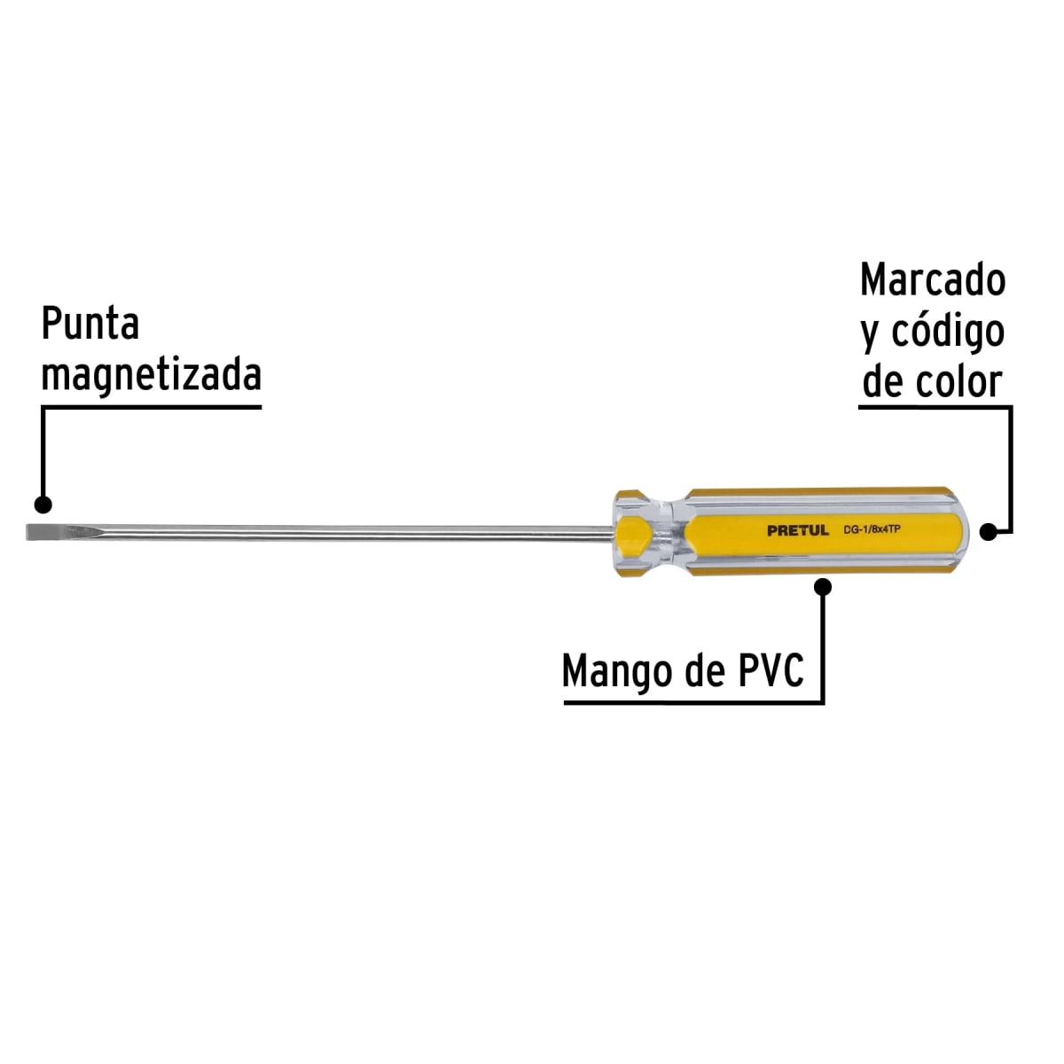 Desarmador cabinet 1/8 x 4´´ mango de PVC, Pretul2
