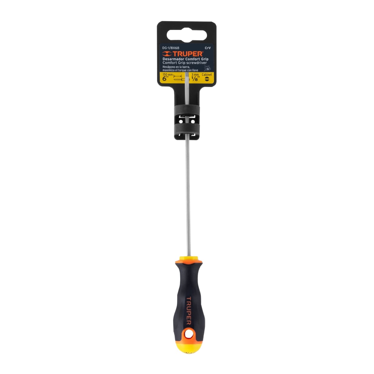 Desarmador cabinet 1/8'' x 6'' mango comfort grip. truper4