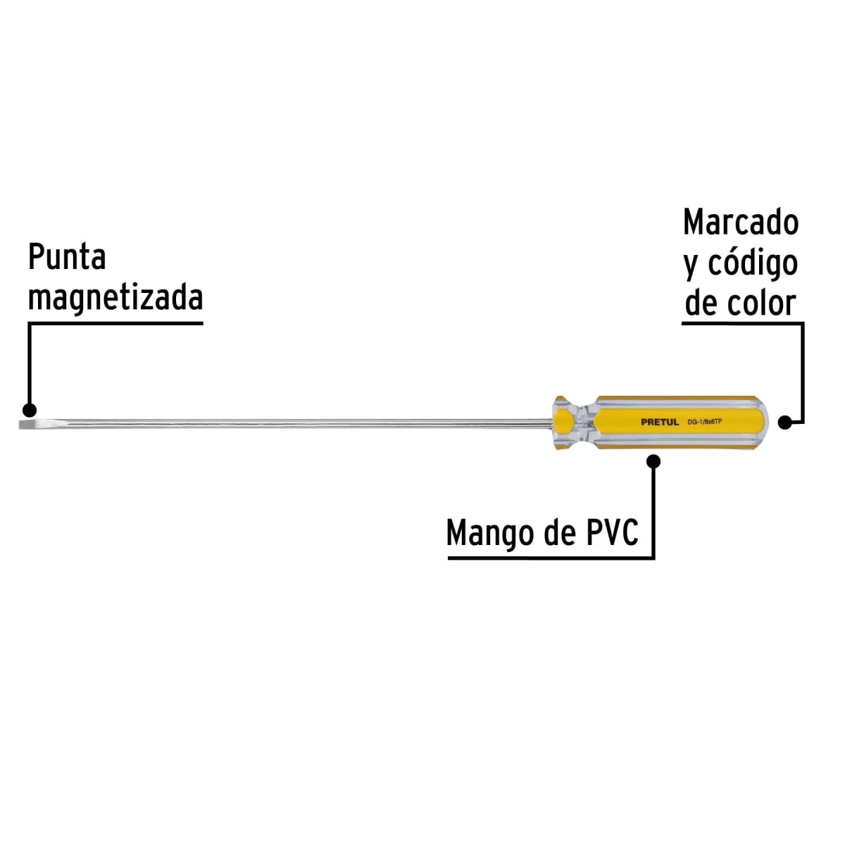 Desarmador cabinet 1/8 x 6´´ mango de PVC, Pretul2