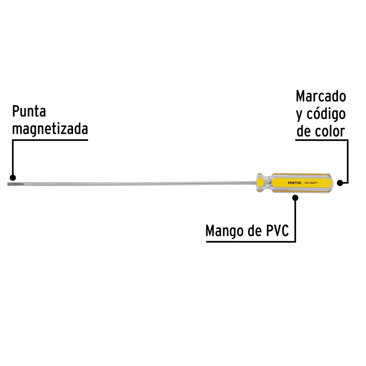 Desarmador cabinet 1/8 x 8´´ mango de PVC, Pretul2