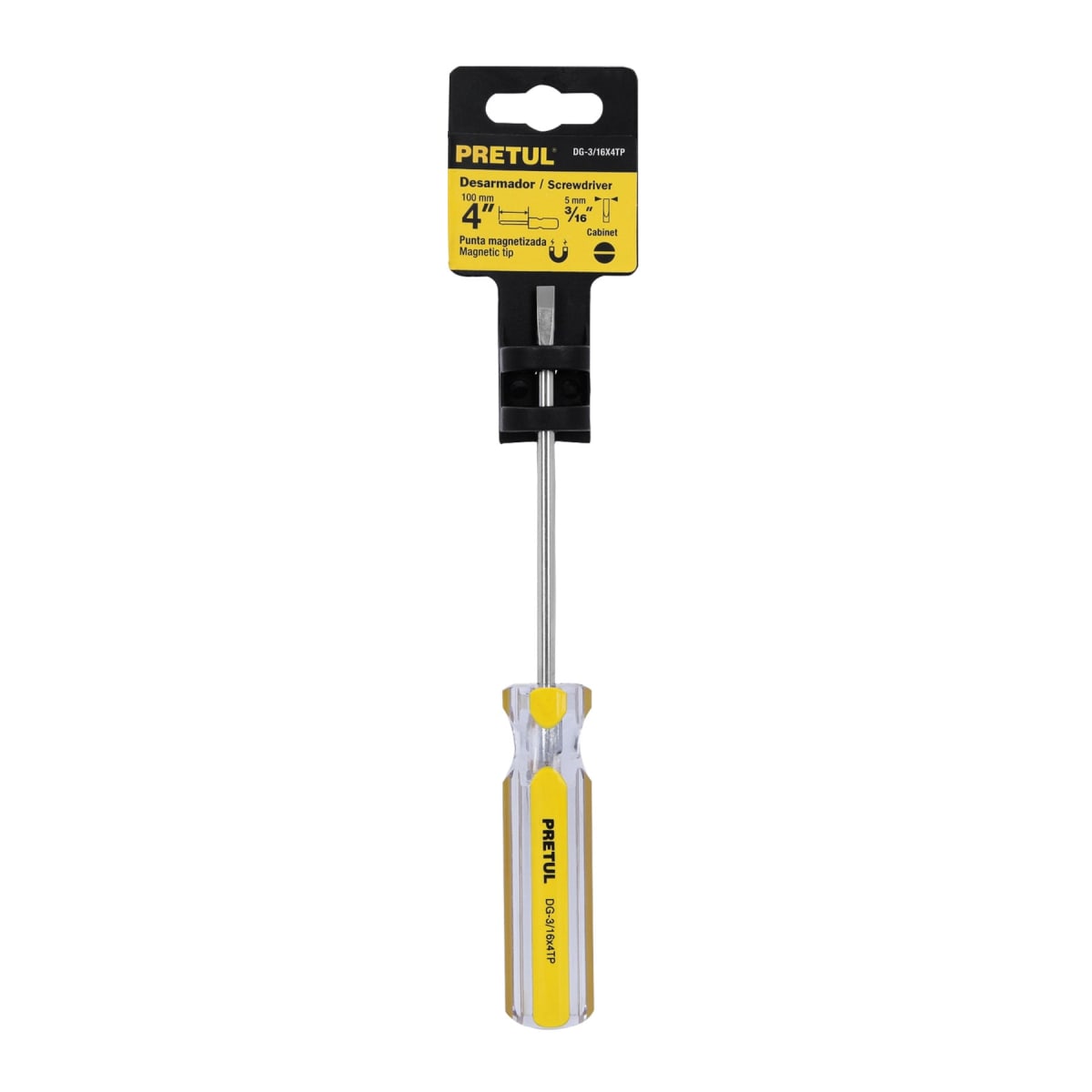 Desarmador cabinet 3/16 x 4´´ mango de PVC, Pretul4