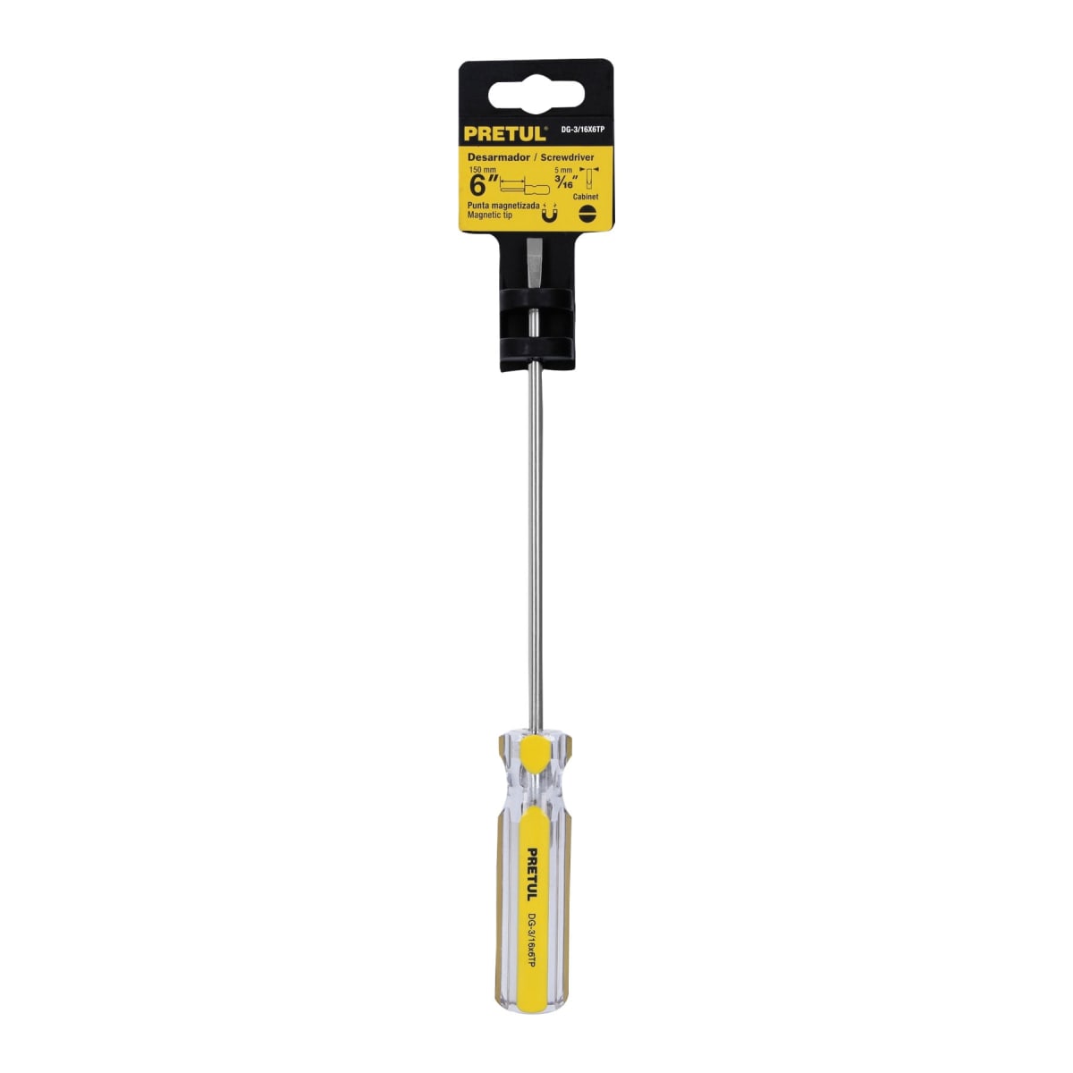 Desarmador cabinet 3/16 x 6´´ mango de PVC, Pretul4