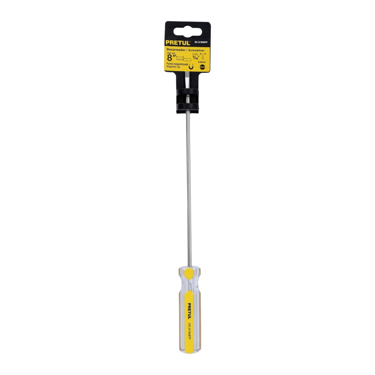 Desarmador cabinet 3/16 x 8´´ mango de PVC, Pretul4