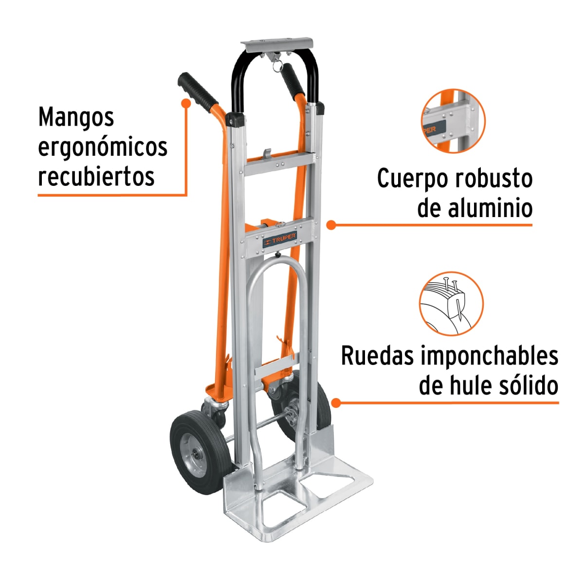 Carreta de carga convertible de aluminio soporta 350Kg Truper3