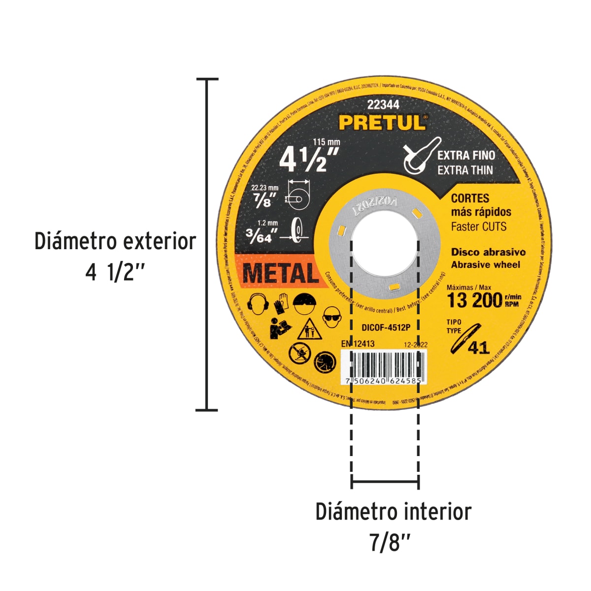 disco tipo 41 de 4-1/2'' x1.2 mm corte finoo metal2