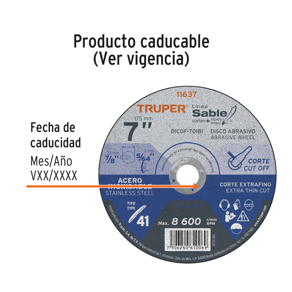 Disco Tipo 41 de 7'' x 1.8 mm corte fino acero inox, Sable Truper3