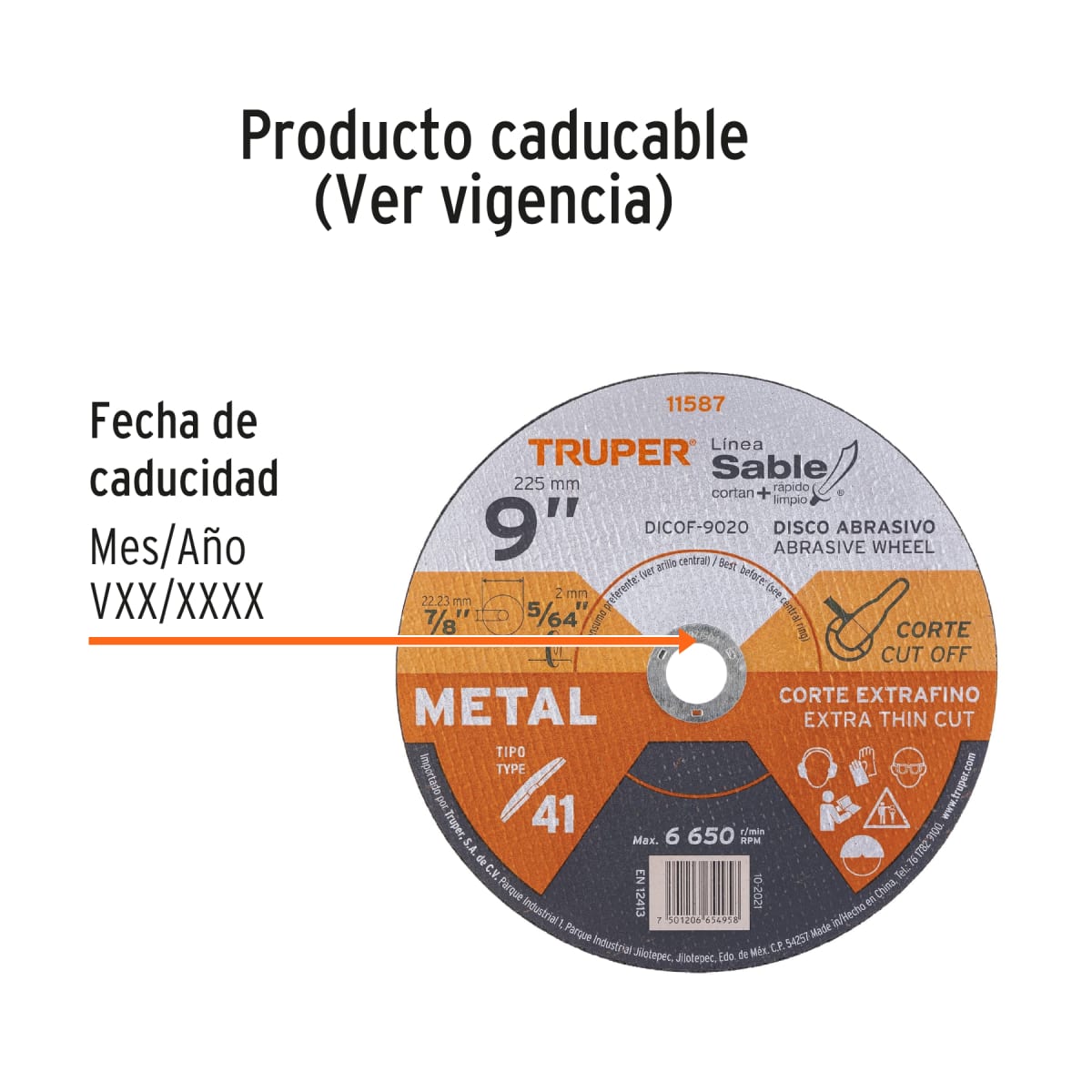 Disco Tipo 41 de 9´´ x 2 mm corte fino de metal, Sable Truper3