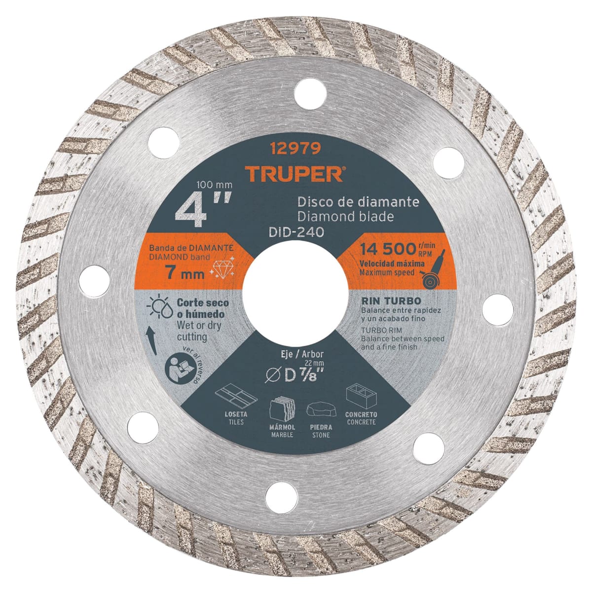 Disco diamantado de 4´´ x 2.2 mm rin turbo, Truper1