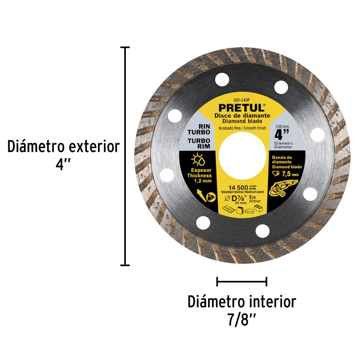 Disco diamantado de 4´´ x 1.2 mm rin turbo, Pretul2