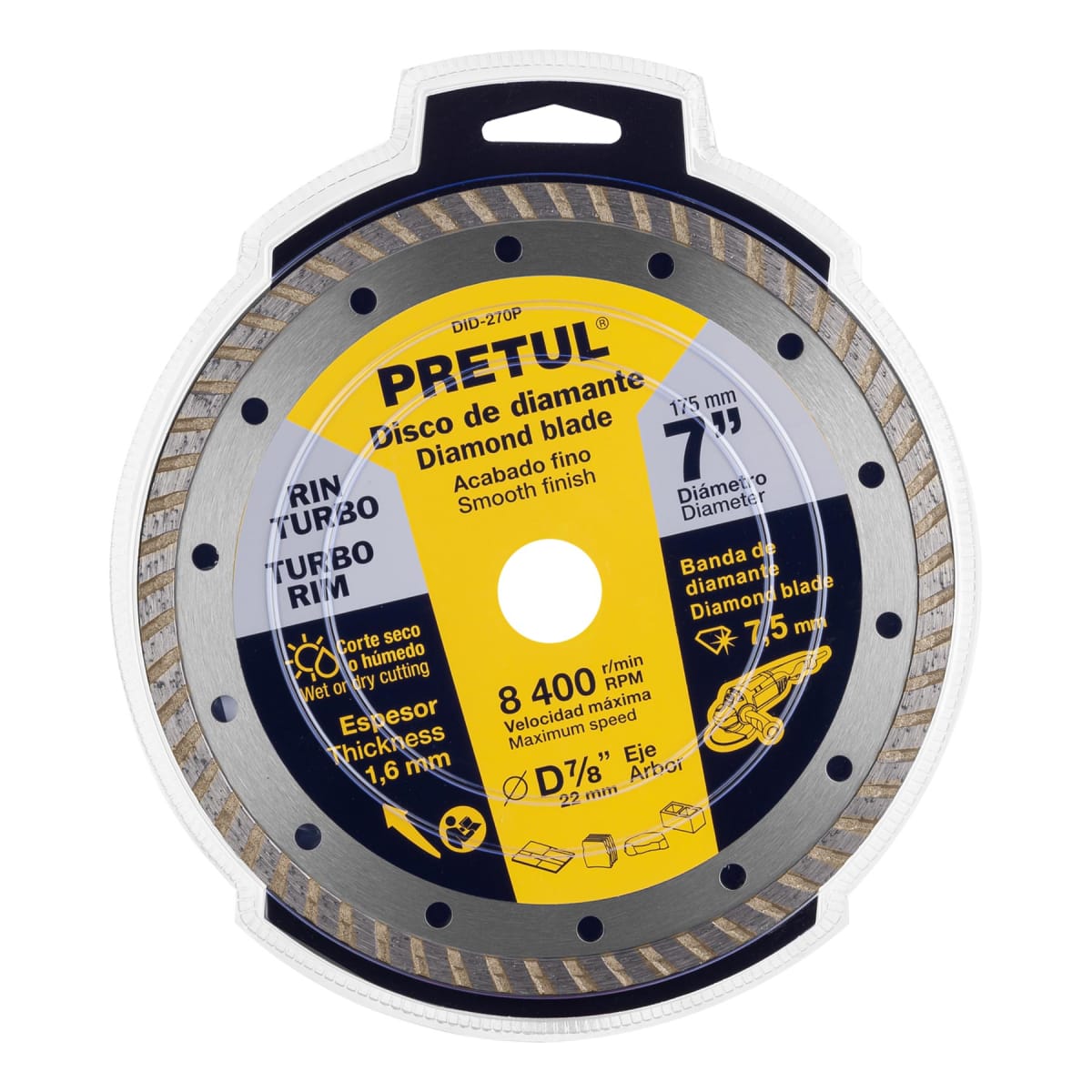 Disco diamantado de 7´´ x 1.6 mm rin turbo, Pretul5