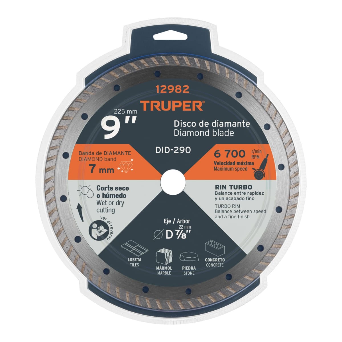 Disco diamantado de 9´´ x 3 mm rin turbo Truper5