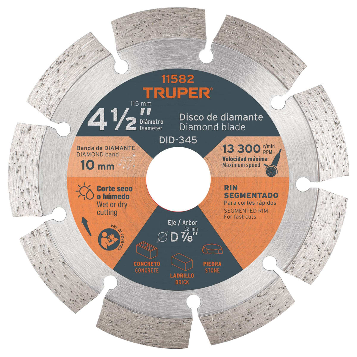 Disco diamantado de 4-1/2'' x 2.1 mm rin segmentado. truper1