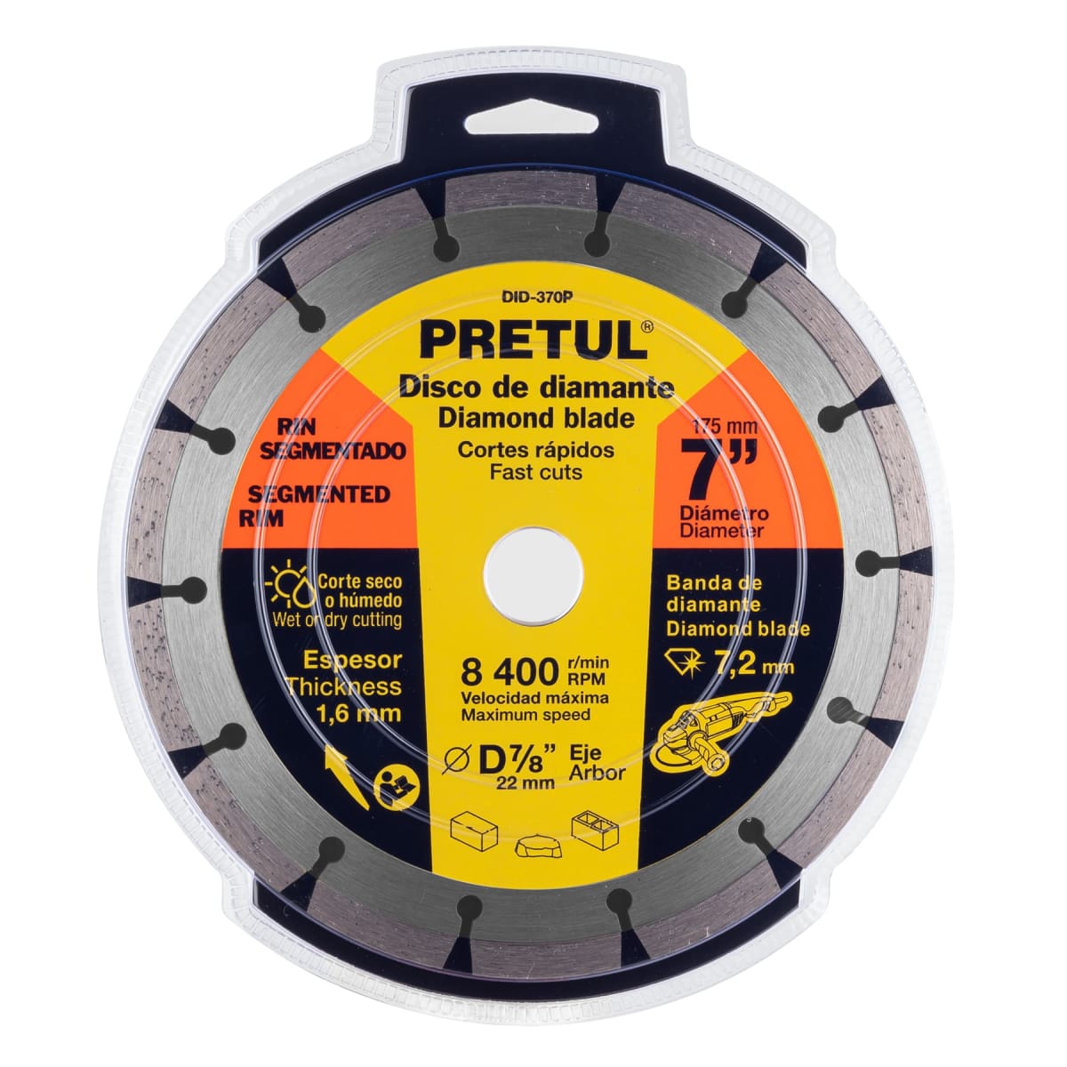 Disco diamantado de 7´´ x 1.6 mm rin segmentado, Pretul5