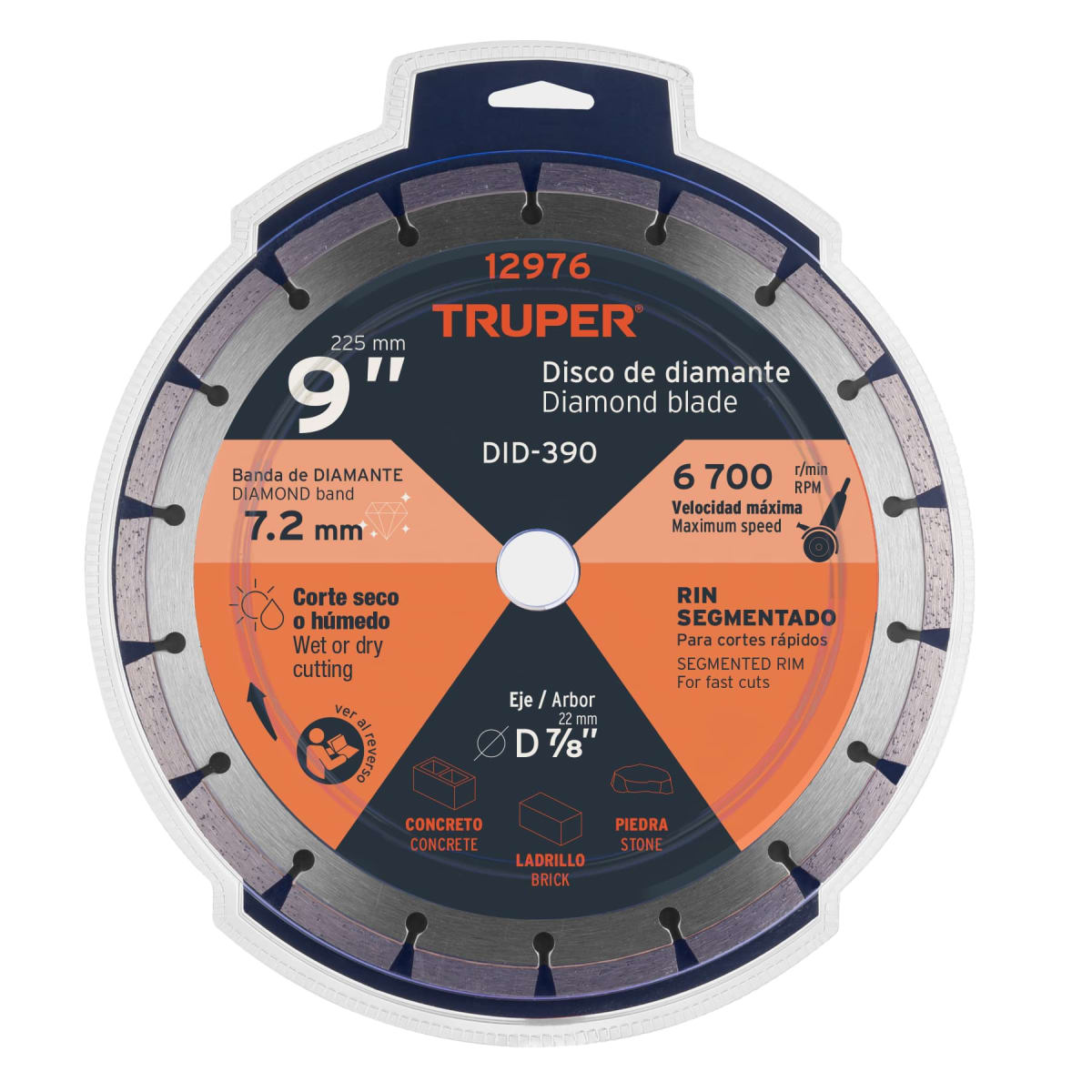 Disco diamantado de 9´´ x 2.7 mm rin segmentado, Truper5