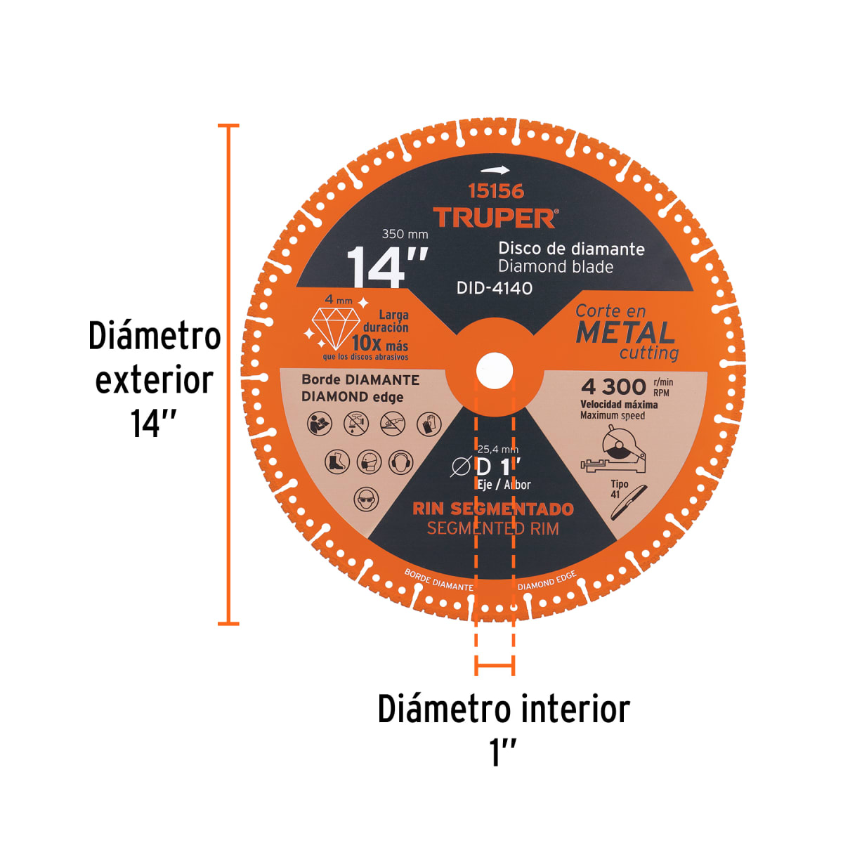 Disco de diamante, 14´´ corte metal Truper2