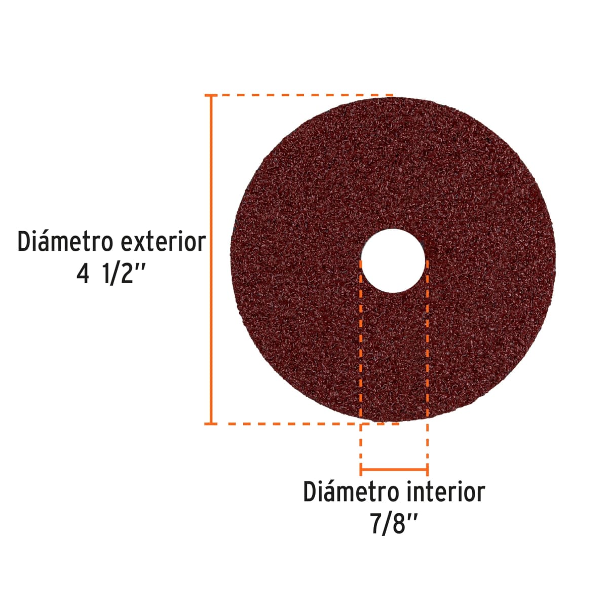Disco de lija 4-1/2´´ con respaldo de fibra, grano 24, Truper2