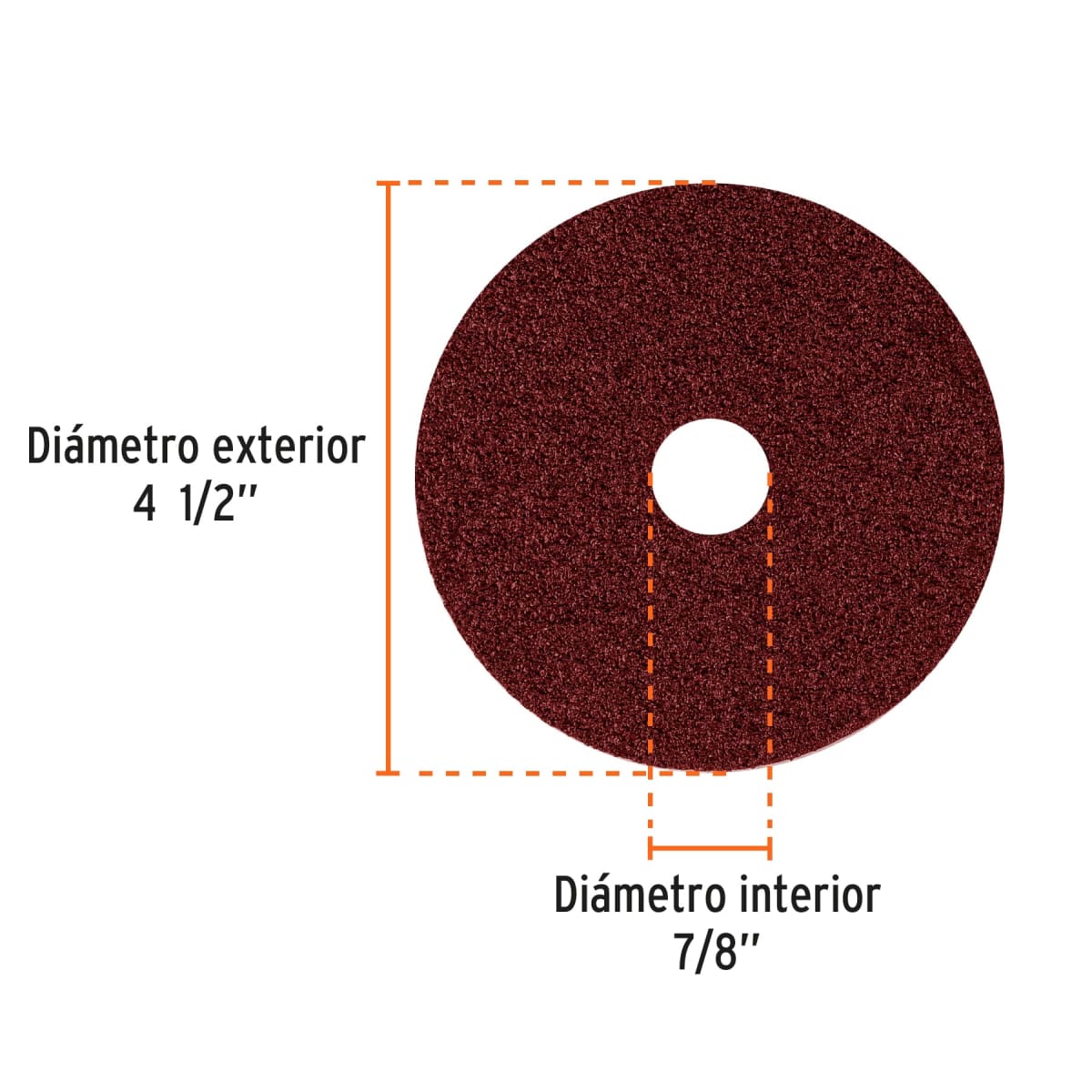 Disco de lija 4-1/2´´ con respaldo de fibra, grano 36, Truper2