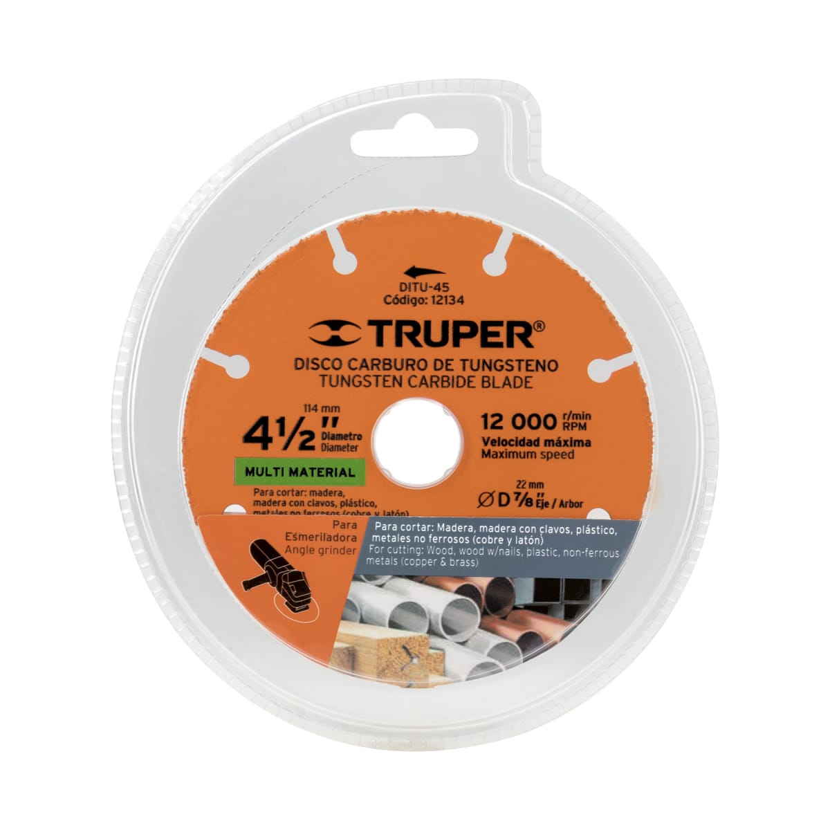 Disco 4-1/2'' multimaterial de carburo de tungsteno Truper4
