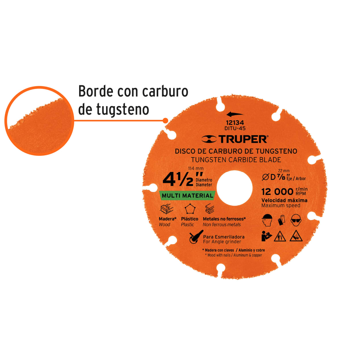 Disco 4-1/2'' multimaterial de carburo de tungsteno Truper2