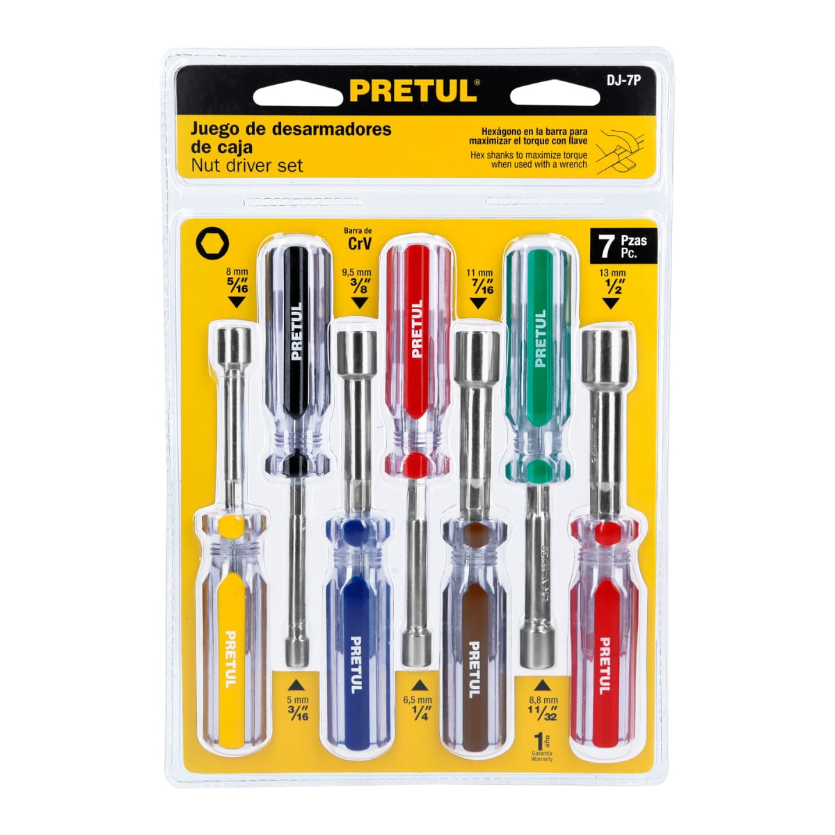 Juego de 7 desarmadores de caja mango de PVC Pretul2