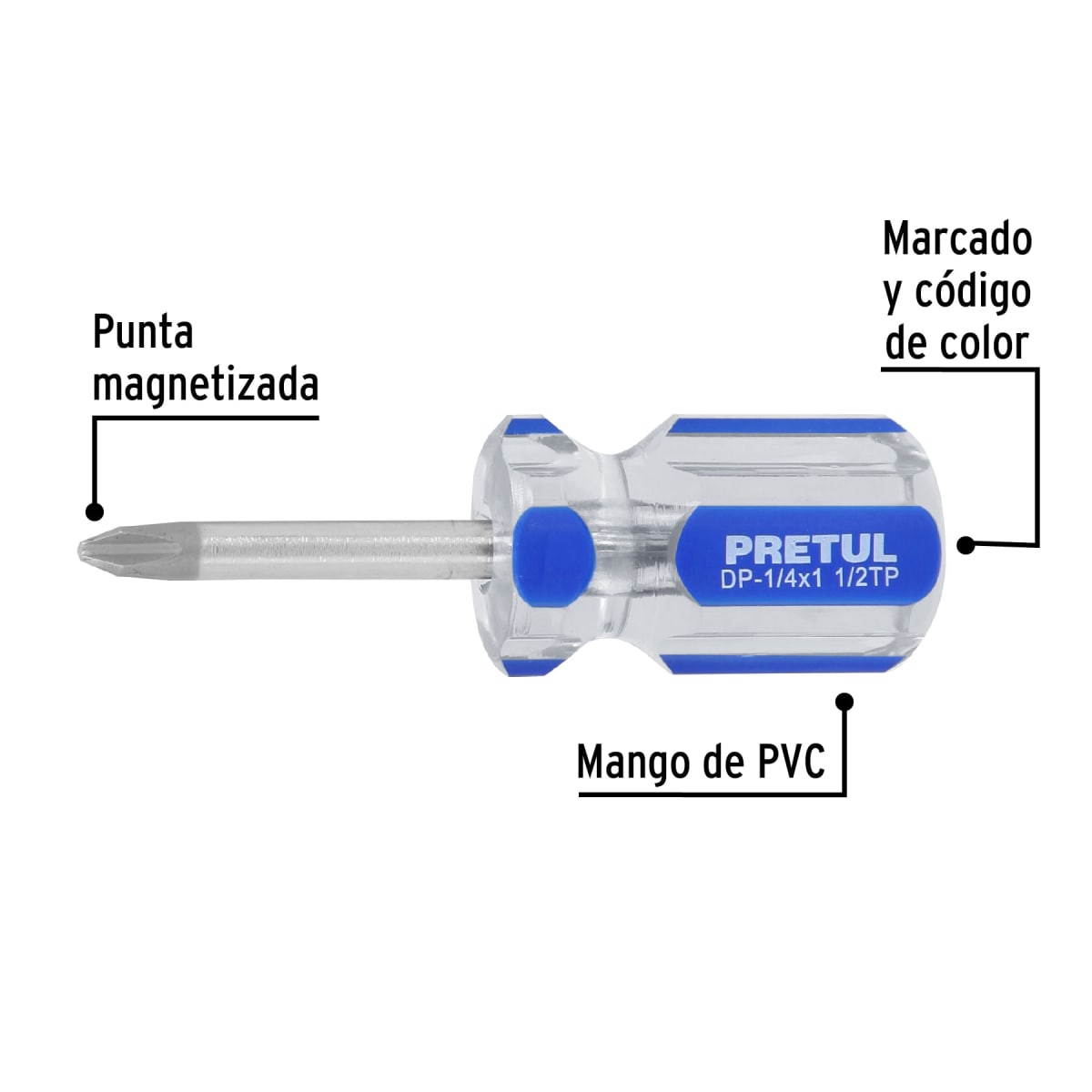 Desarmador de cruz 1/4 x 1-1/2´´ mango de PVC, Pretul2