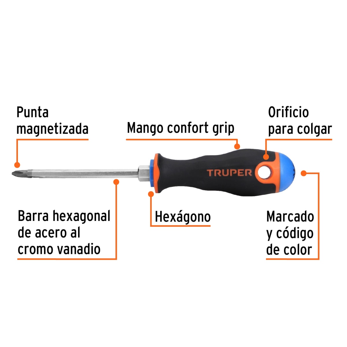 desarmador de cruz 1/4 x 4 mango comfort grip2