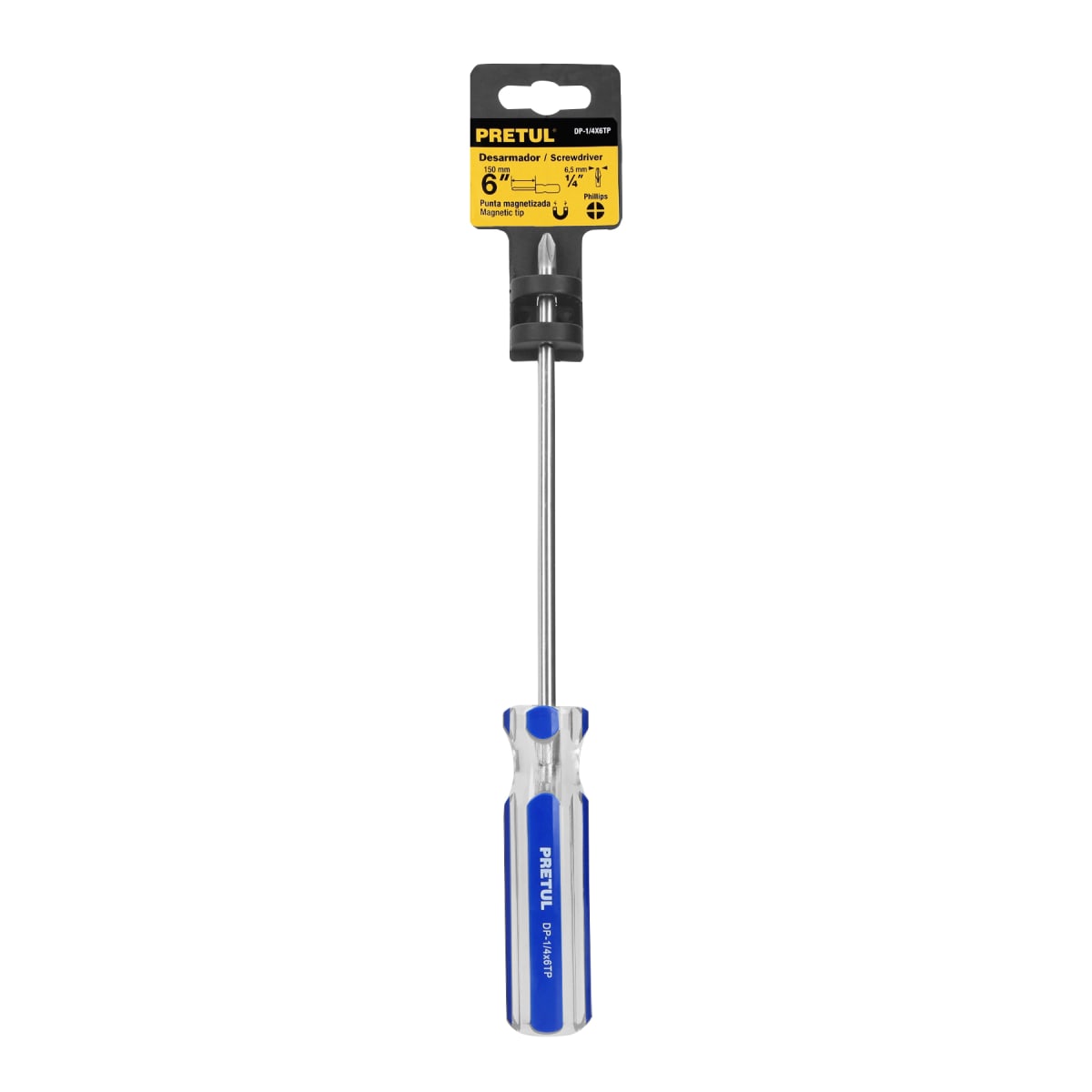 Desarmador de cruz 1/4 x 6´´ mango de PVC, Pretul4