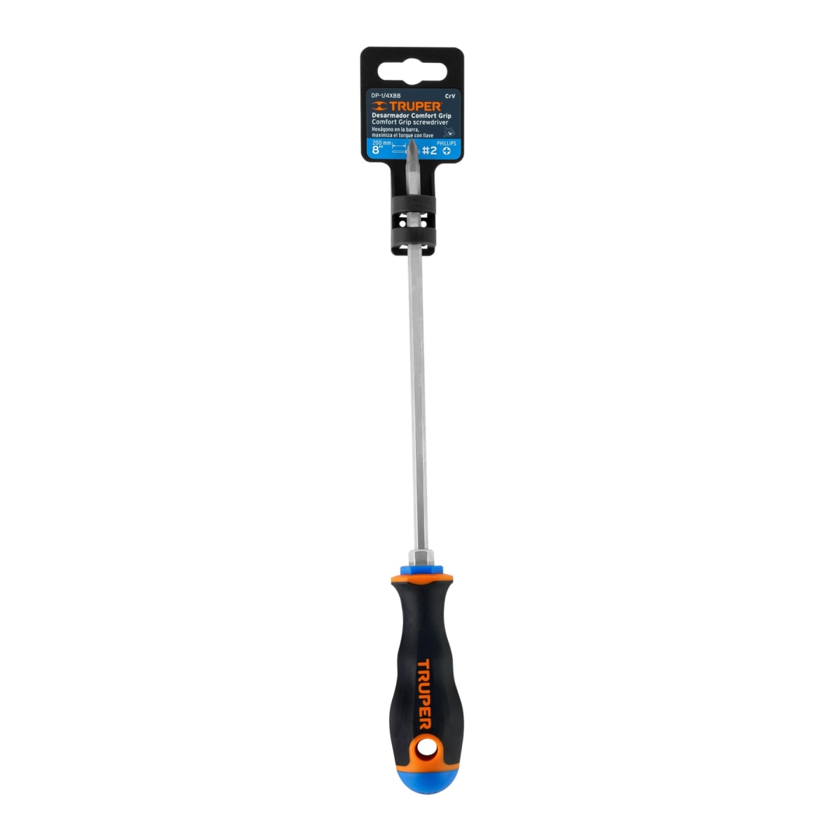 Desarmador de cruz 1/4'' x 8'' mango comfort grip. truper4