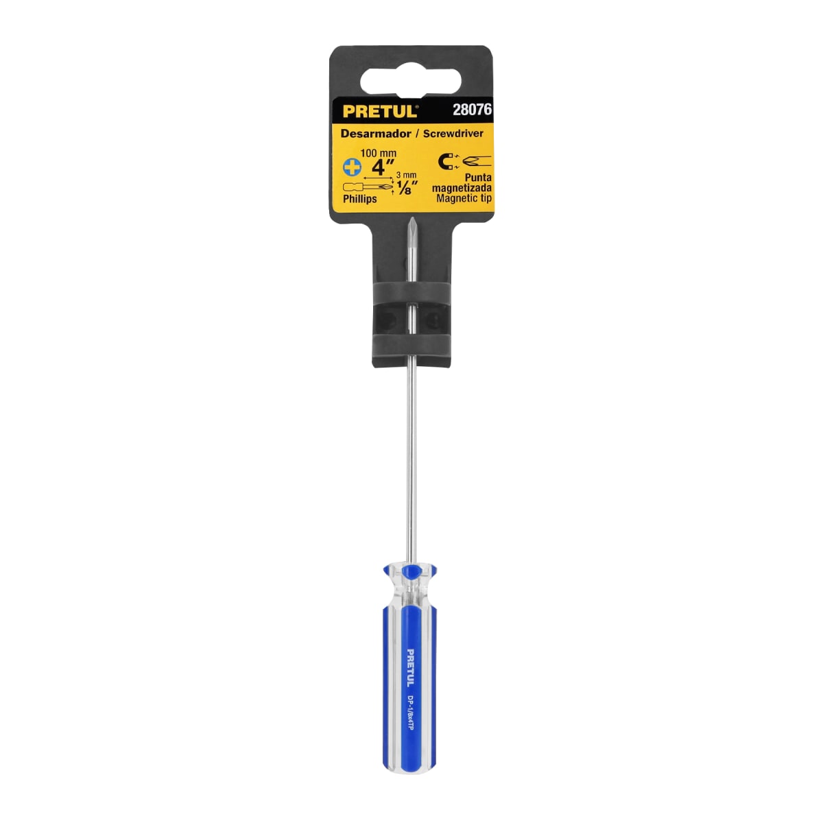 Desarmador de cruz 1/8'' x 4'' mango de pvc Pretul4