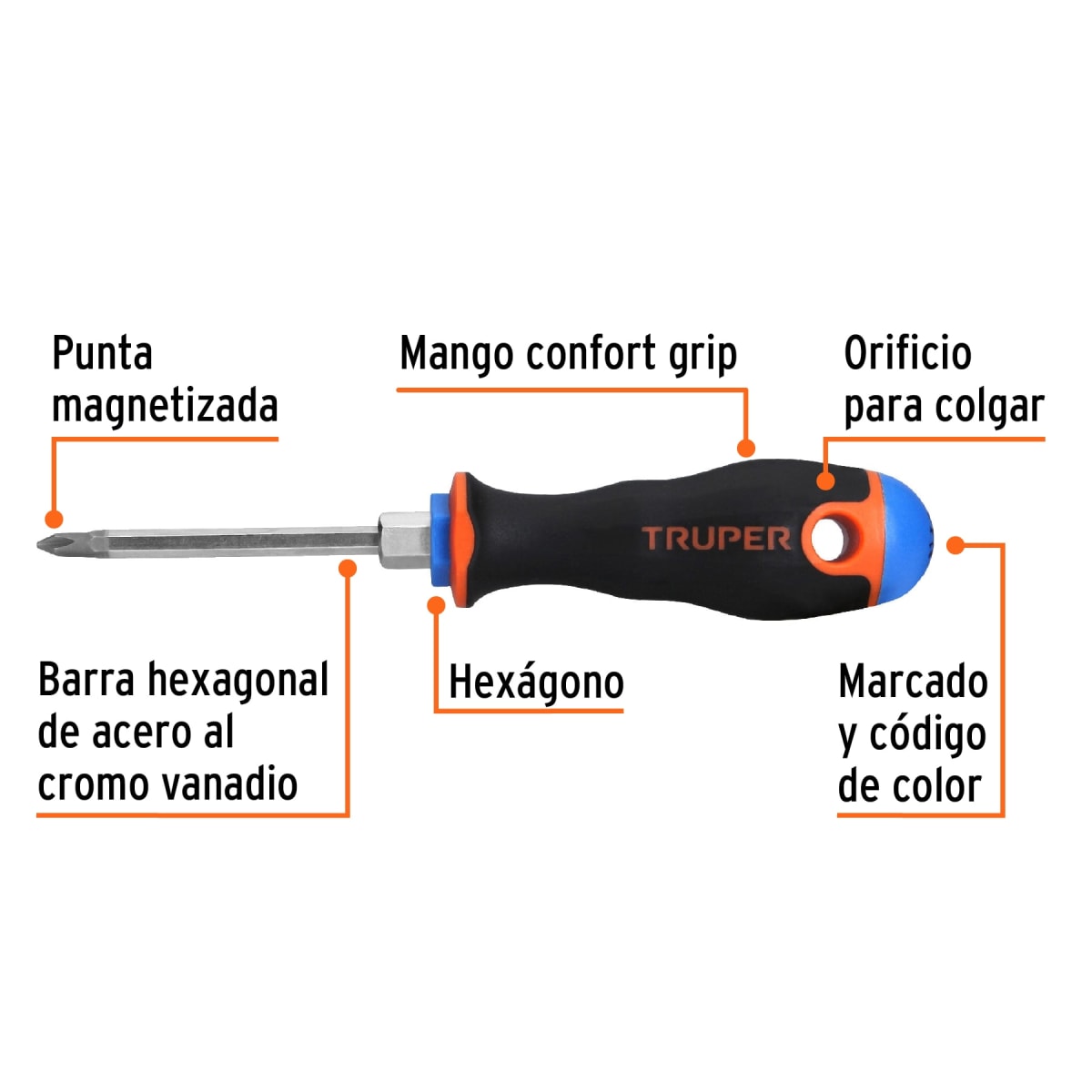 Desarmador de cruz 3/16´´ x 3´´ mango Comfort Grip, Truper2