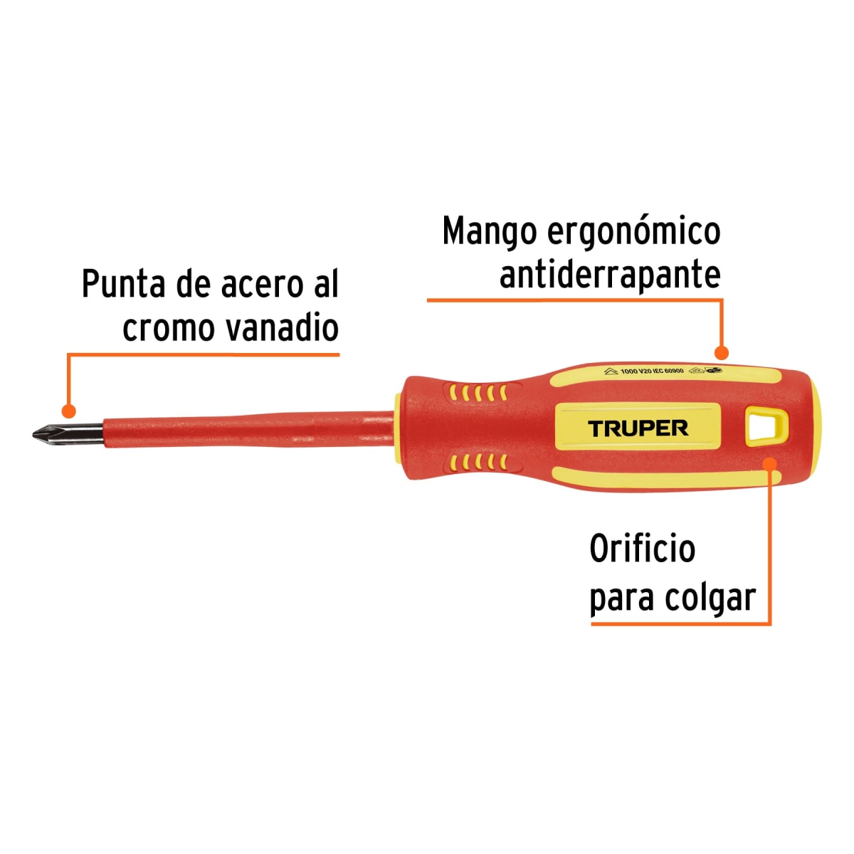 Desarmador dieléctrico de cruz 3/16' x 3', Truper2